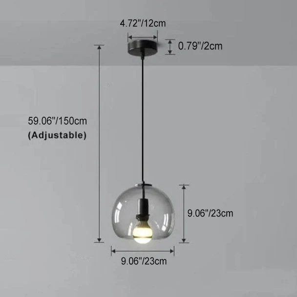 Liora Grey Blown Glass Pendant Lamp With Adjustable Height Euroselle