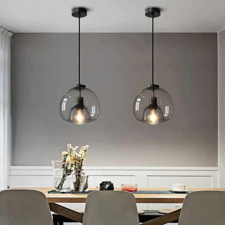 Liora Grey Blown Glass Pendant Lamp With Adjustable Height Euroselle