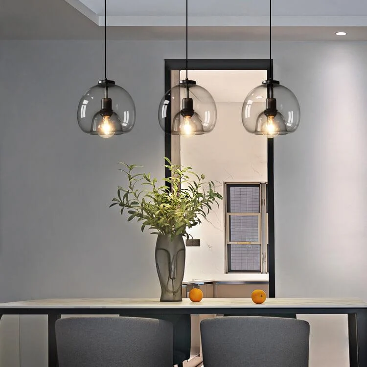 Liora Grey Blown Glass Pendant Lamp With Adjustable Height Euroselle