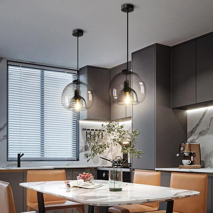 Liora Grey Blown Glass Pendant Lamp With Adjustable Height Euroselle