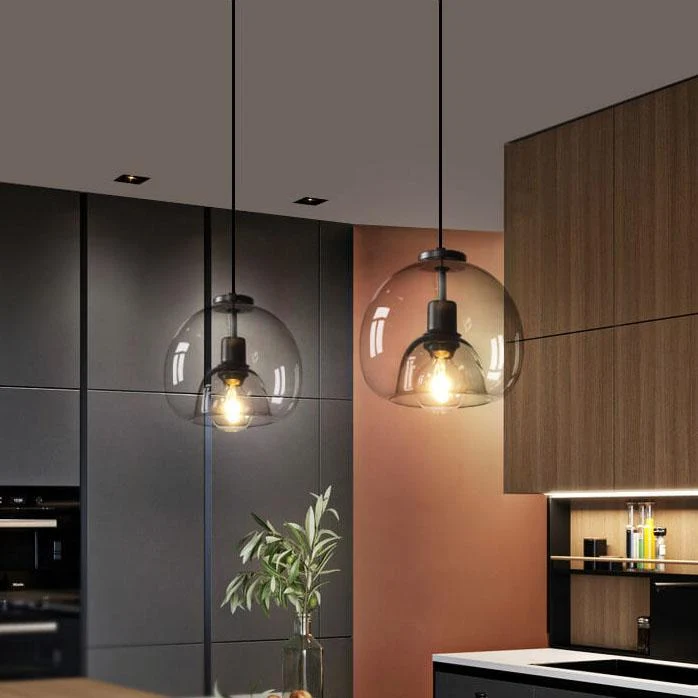 Liora Grey Blown Glass Pendant Lamp With Adjustable Height Euroselle