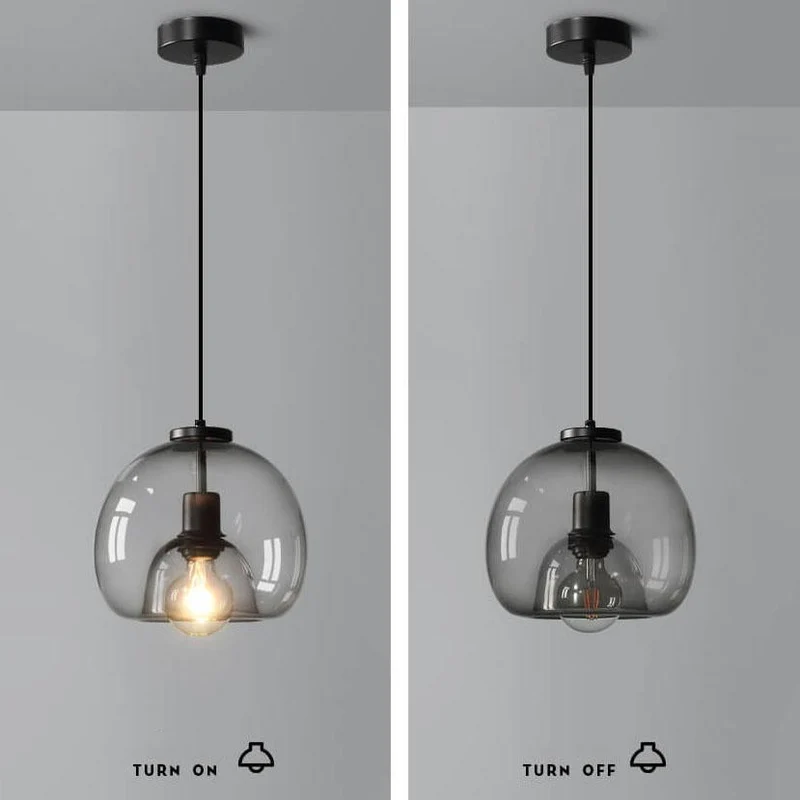 Liora Grey Blown Glass Pendant Lamp With Adjustable Height Euroselle