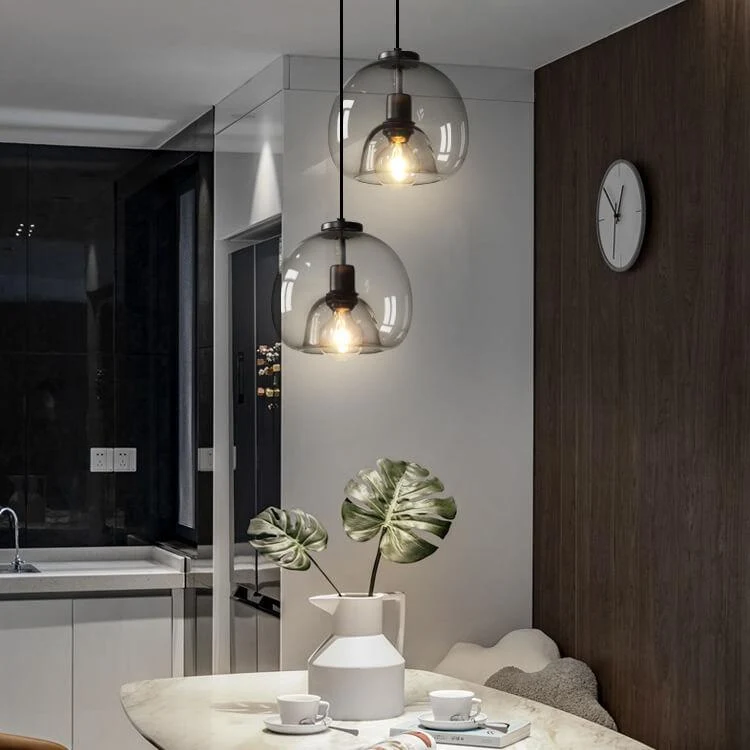 Liora Grey Blown Glass Pendant Lamp With Adjustable Height Euroselle