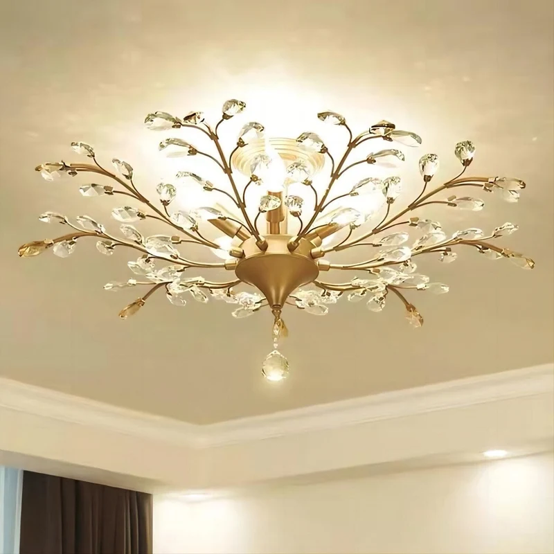 Euroselle Flower Ceiling Light With Crystal Branches
