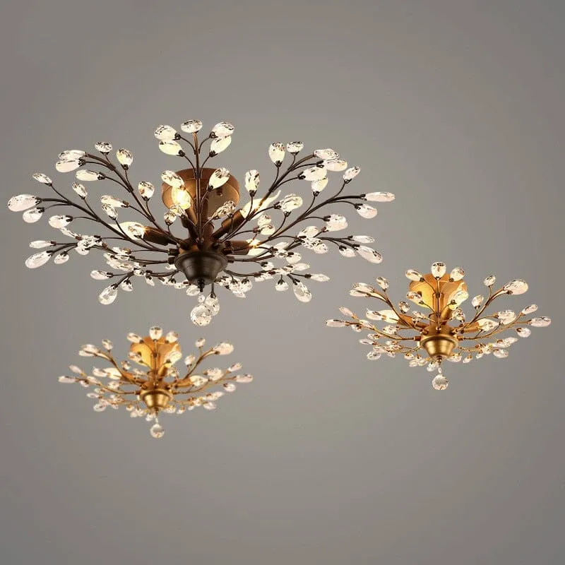 Euroselle Flower Ceiling Light With Crystal Branches