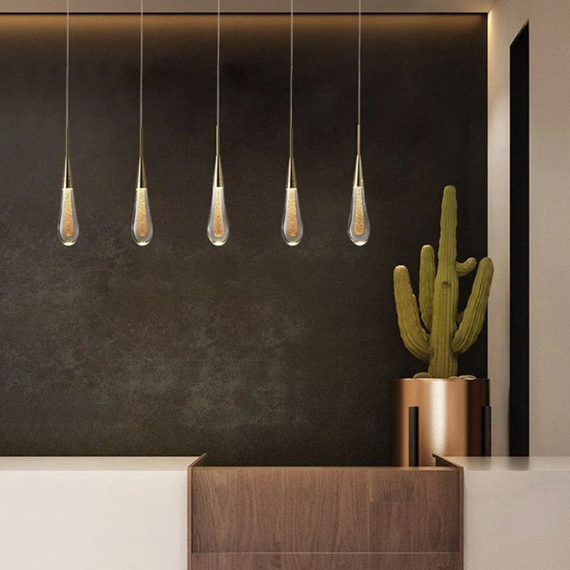 Euroselle Aurena Drop LED Pendant Light Gold Crystal For Bedroom