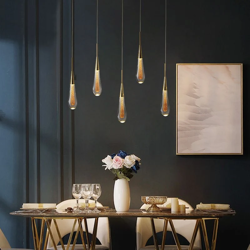 Euroselle Aurena Drop LED Pendant Light Gold Crystal For Bedroom