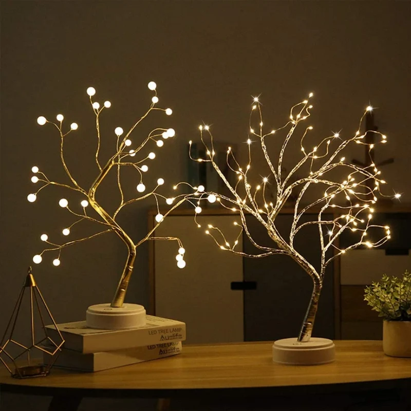 Fairy Tree Lamp By Euroselle — Cozy Warm White Light With 108 Glittering Drops Or 36 Shining Pearls