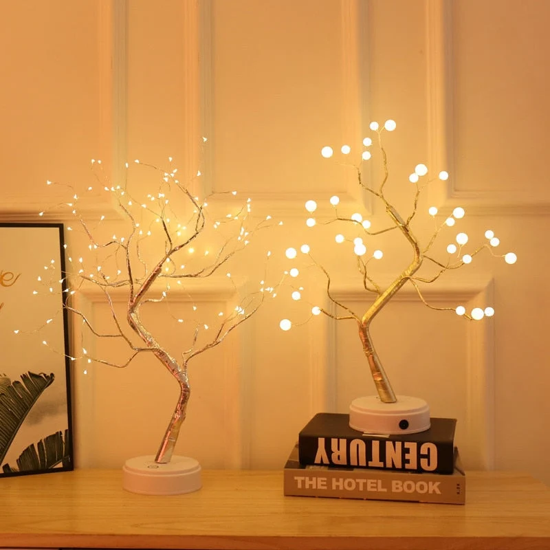 Fairy Tree Lamp By Euroselle — Cozy Warm White Light With 108 Glittering Drops Or 36 Shining Pearls
