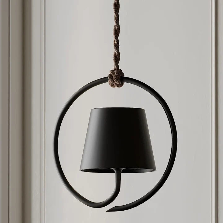 Nerida Sculptural Black Ring Ceiling Pendant By Euroselle