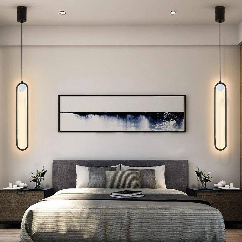 Lineage LED Pendant Lights by Euroselle Black Sleek Modern Ceiling Fixture