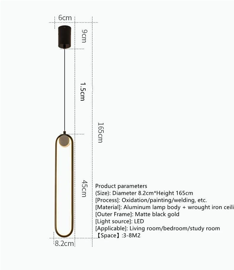 Lineage LED Pendant Lights by Euroselle Black Sleek Modern Ceiling Fixture