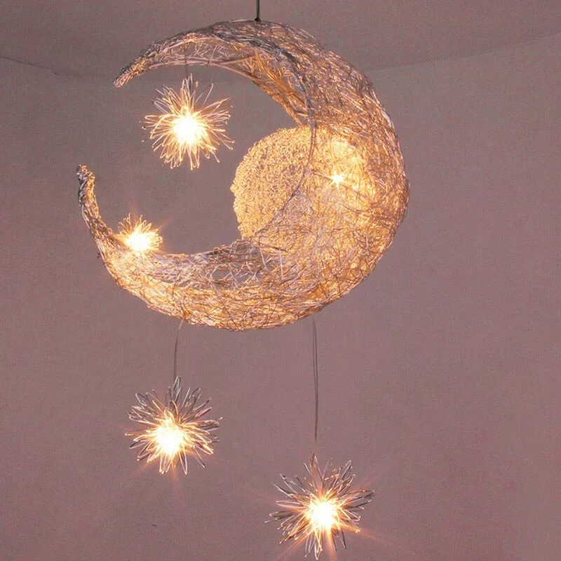 Euroselle LED Moon and Star Pendant Light Modern Indoor Ceiling Fixture