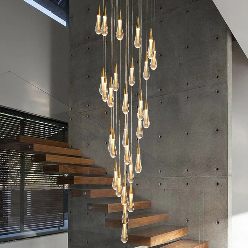 Euroselle Waterdrop Fire Crystal Pendant Light Fixture