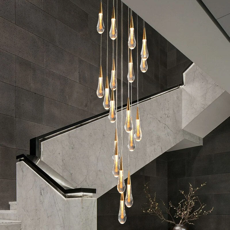 Euroselle Waterdrop Fire Crystal Pendant Light Fixture