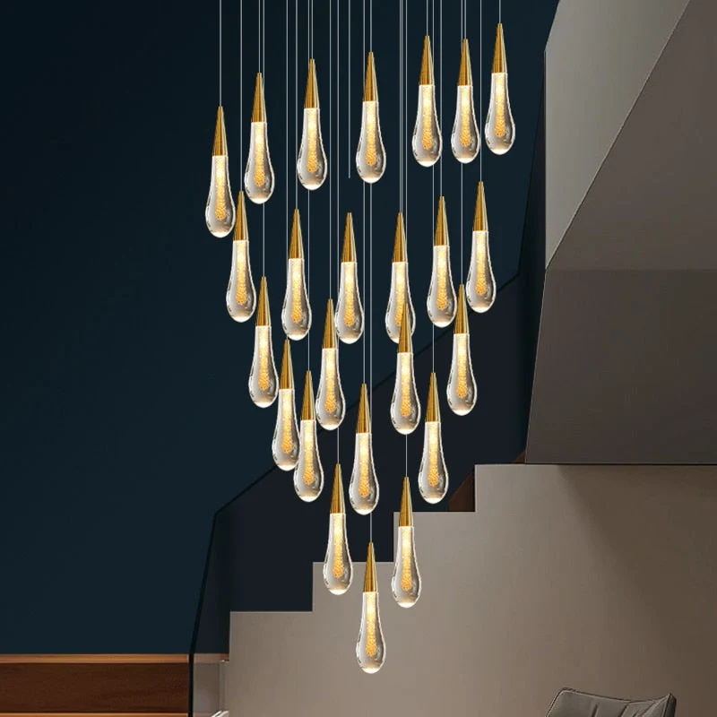Euroselle Waterdrop Fire Crystal Pendant Light Fixture