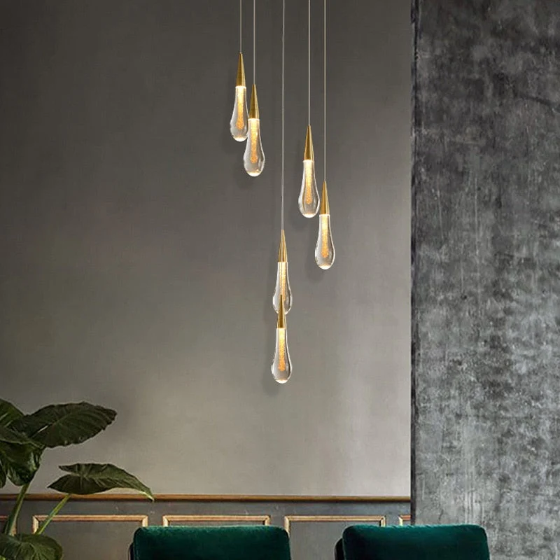 Euroselle Waterdrop Fire Crystal Pendant Light Fixture