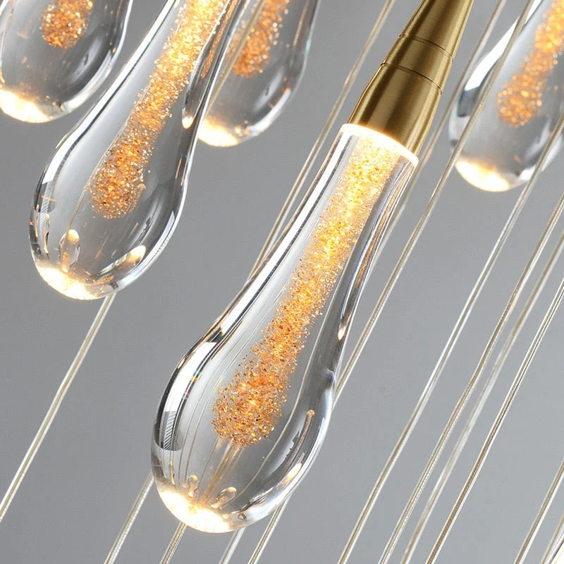 Euroselle Waterdrop Fire Crystal Pendant Light Fixture