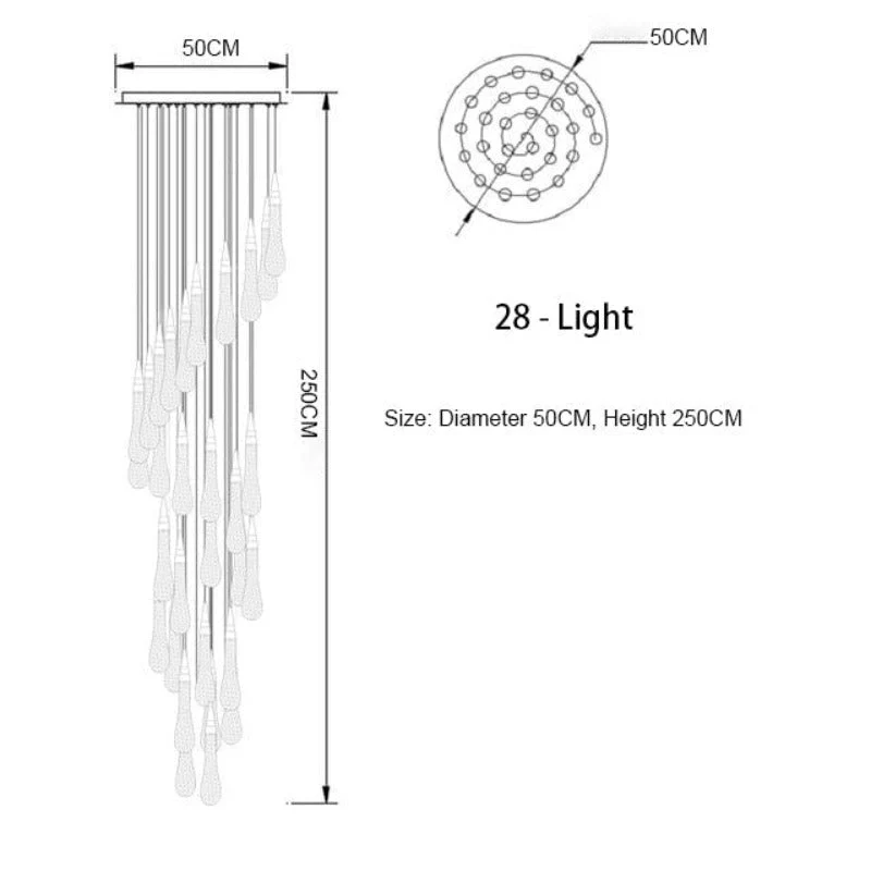 Euroselle Waterdrop Fire Crystal Pendant Light Fixture