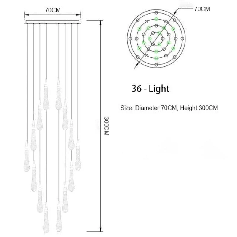 Euroselle Waterdrop Fire Crystal Pendant Light Fixture