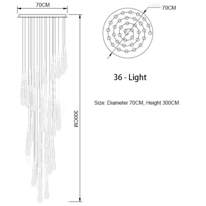 Euroselle Waterdrop Fire Crystal Pendant Light Fixture