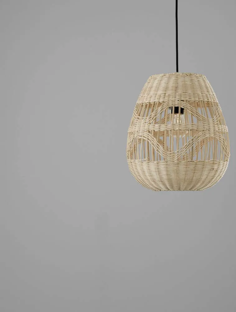 Marlo Pendelleuchte Birne Beige Rattan