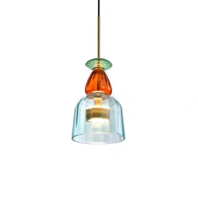 Kirrea LED Pendant Light Colorful Glass Cup Design Accent Euroselle