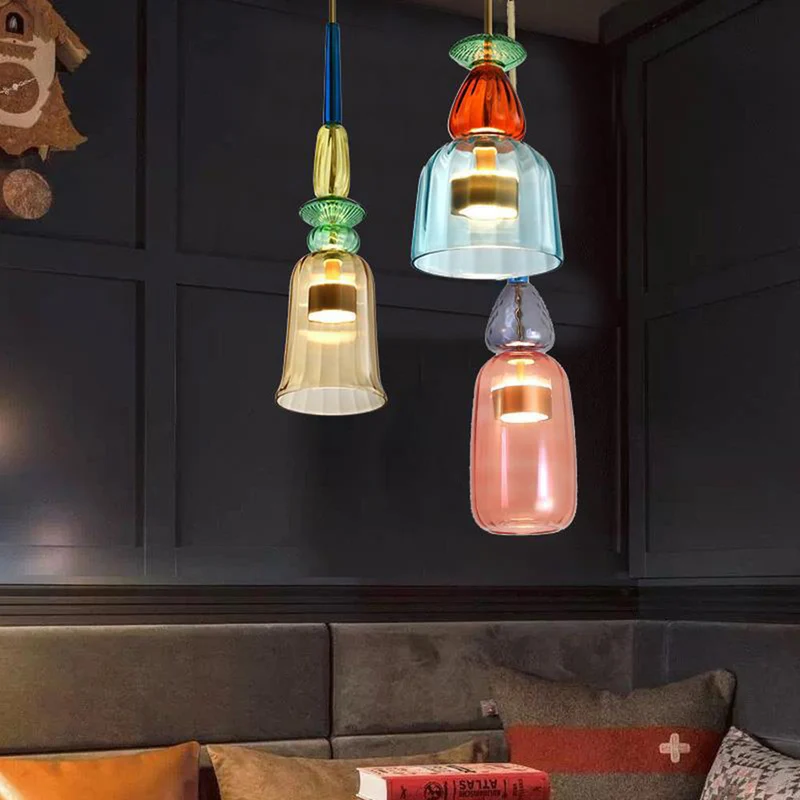 Kirrea LED Pendant Light Colorful Glass Cup Design Accent Euroselle
