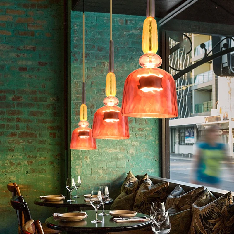 Kirrea LED Pendant Light Colorful Glass Cup Design Accent Euroselle