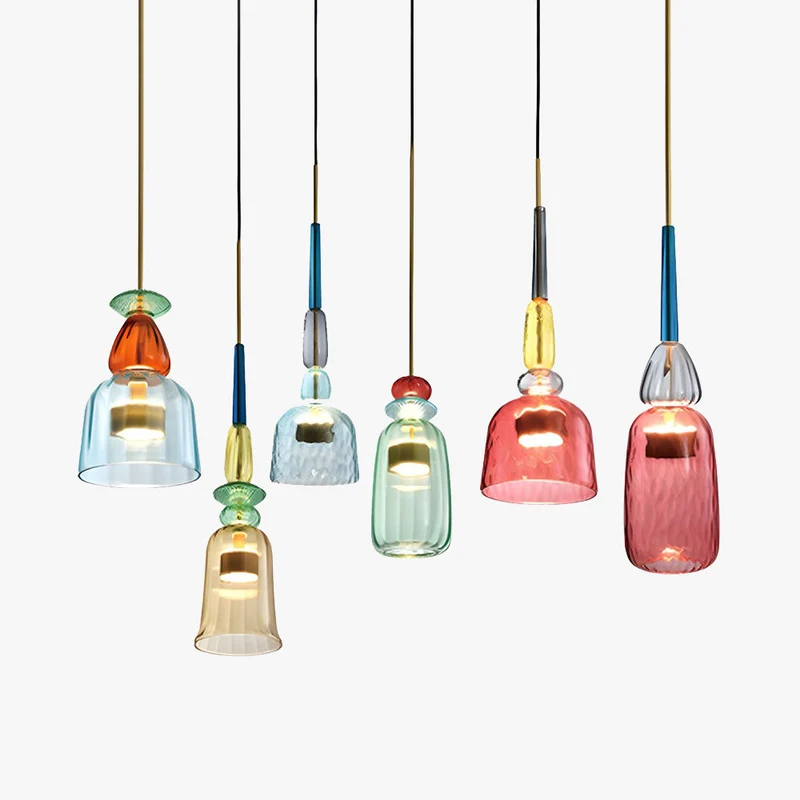 Kirrea LED Pendant Light Colorful Glass Cup Design Accent Euroselle