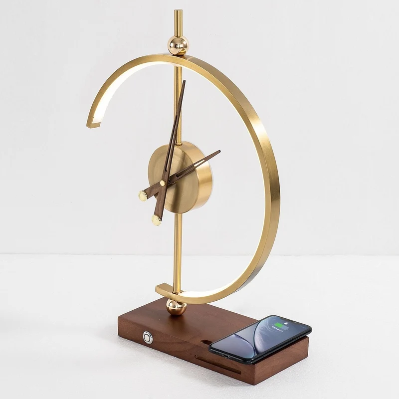 NagoyaLight Luxury Lamp Clock With Wireless Charger Euroselle
