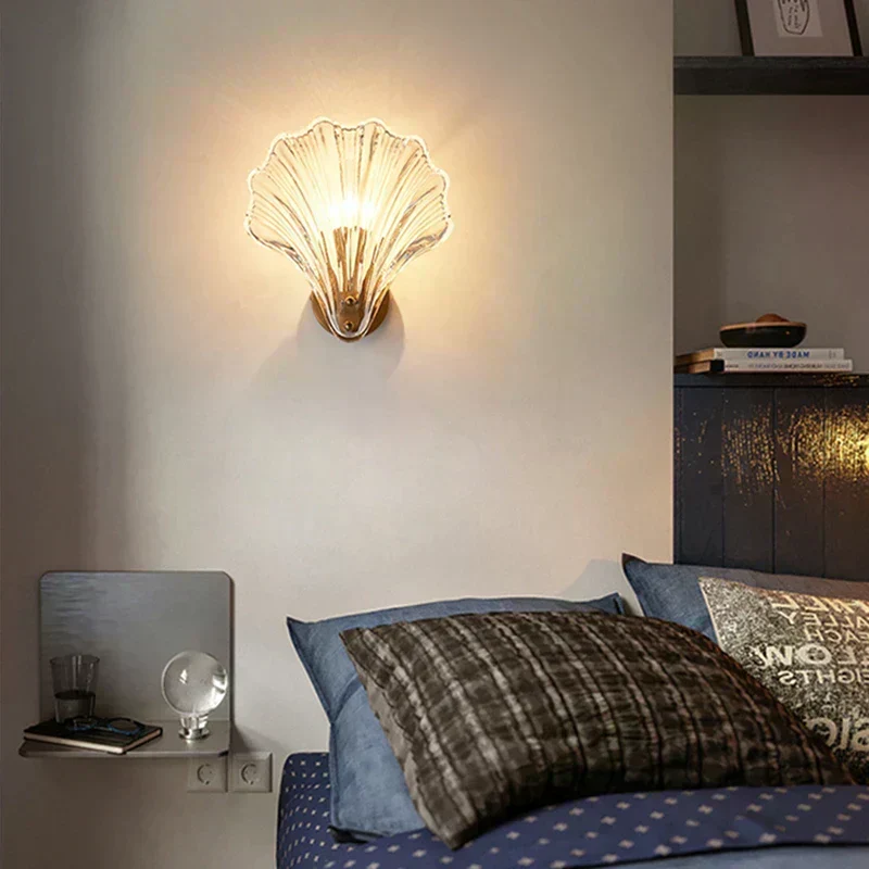 CoralGlimmer Shell Shaped Glass Wall Lamp Euroselle