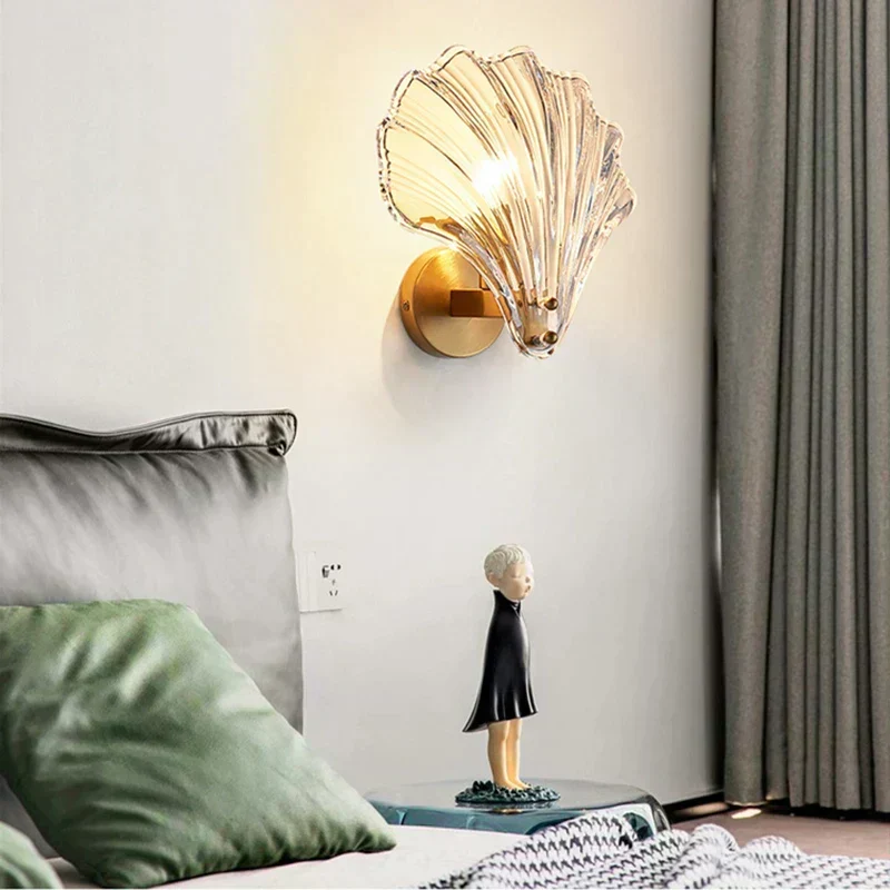 CoralGlimmer Shell Shaped Glass Wall Lamp Euroselle