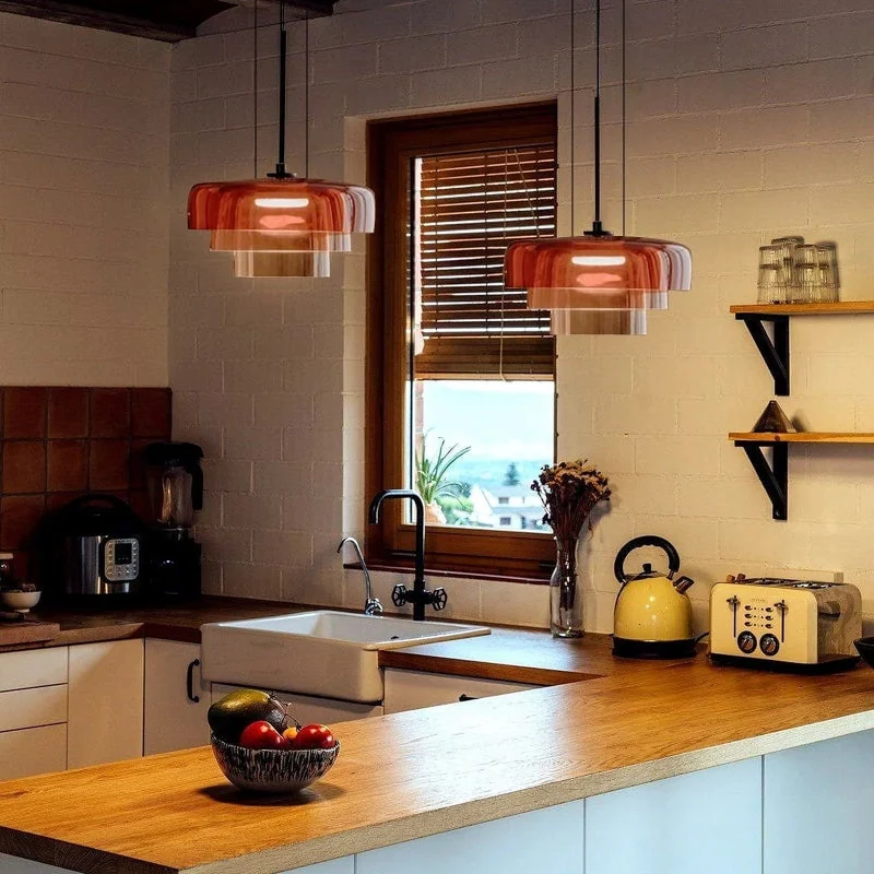 Euroselle Glass Ceiling Lamp With Medieval Charm And Modern Recessed Light