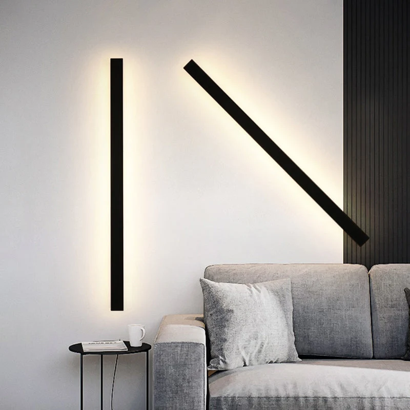 Euroselle Edge Modern Design LED Wall Lamps In Black Metal For Garden And Hallway