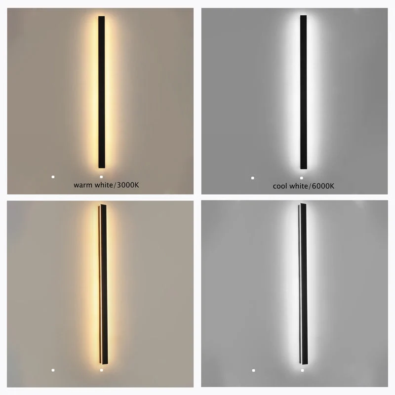 Euroselle Edge Modern Design LED Wall Lamps In Black Metal For Garden And Hallway
