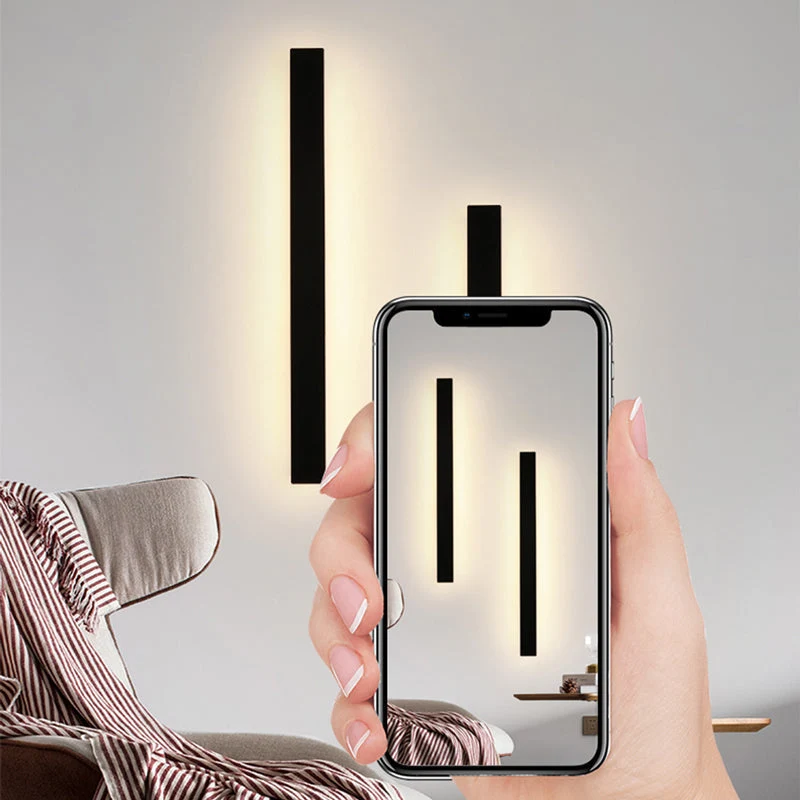 Euroselle Edge Modern Design LED Wall Lamps In Black Metal For Garden And Hallway