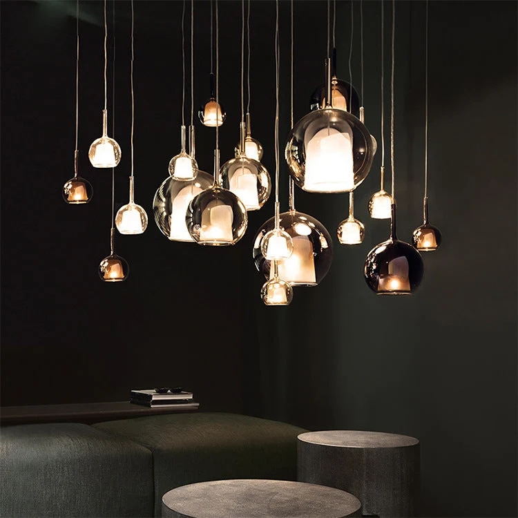 Euroselle Marlow Smoked Glass Cluster Pendant Light Dining Room Statement Fixture