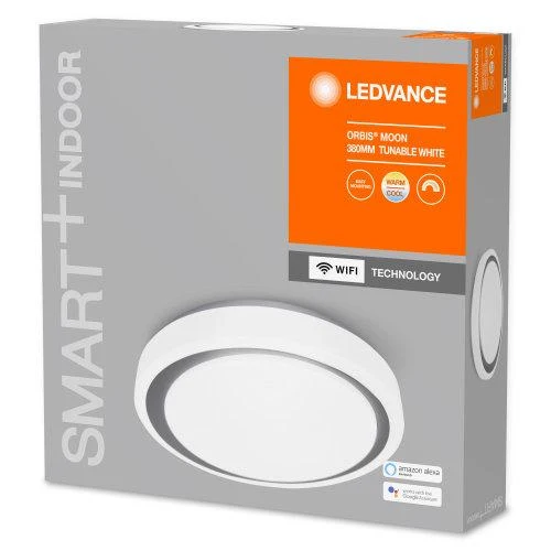 LEDVANCE Wifi SMART+ Orbis Moon LED Deckenleuchte Tunable Weiß 38cm 24W / 3000-6500K Grau