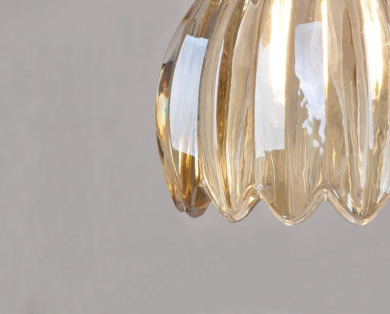 Euroselle Petite Glass Flower Pendant LED Light In Vintage Style Bulb Included