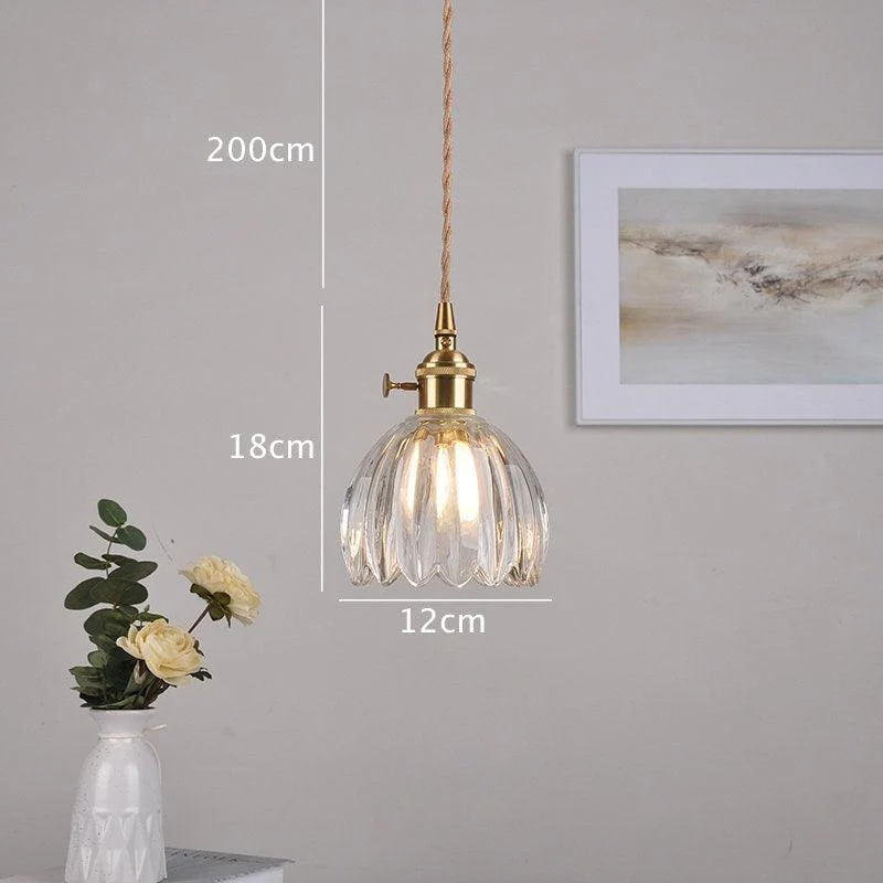 Euroselle Petite Glass Flower Pendant LED Light In Vintage Style Bulb Included