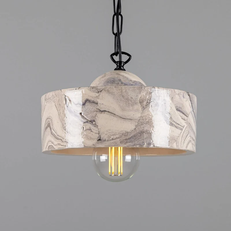 Euroselle Seville Marbled Ceramic Pendant Light Mid-Century Modern