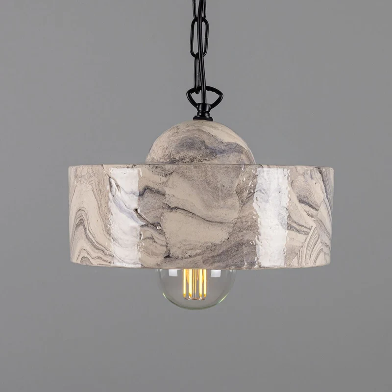 Euroselle Seville Marbled Ceramic Pendant Light Mid-Century Modern