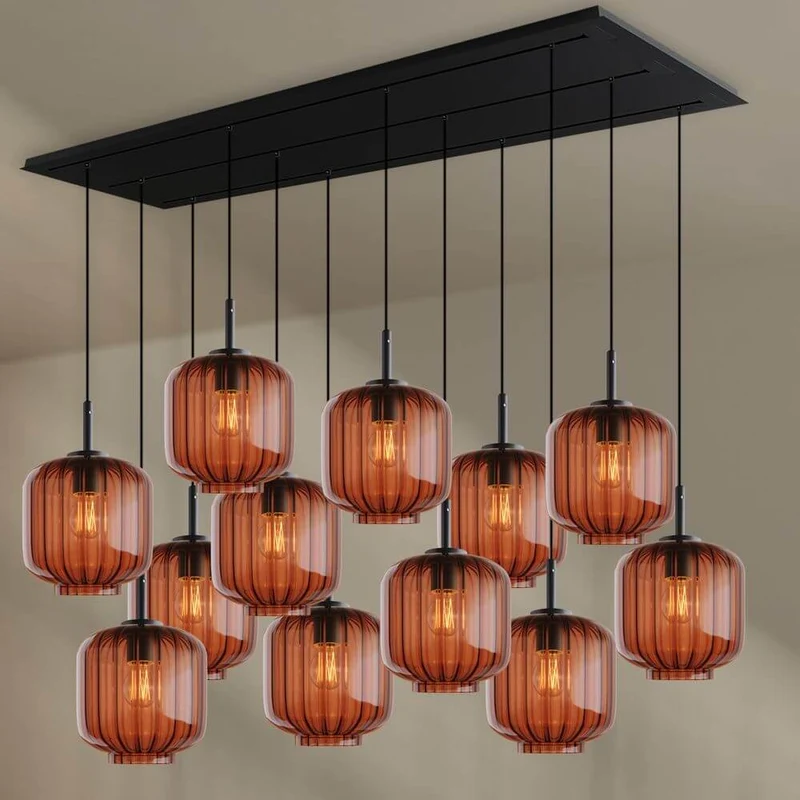 s.luce Velo Esstischlampe 12-flammig 200cm 3-reihig Ø 20cm