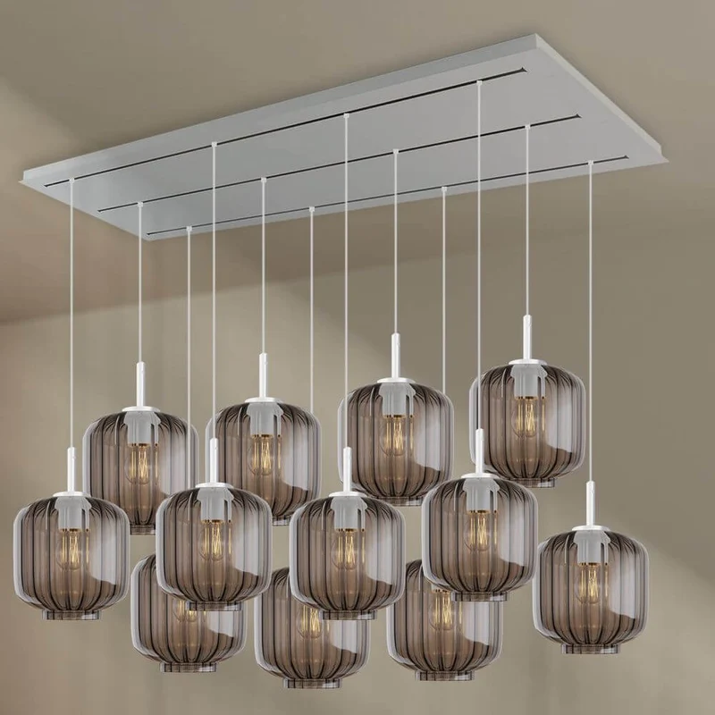 s.luce Velo Esstischlampe 12-flammig 200cm 3-reihig Ø 20cm