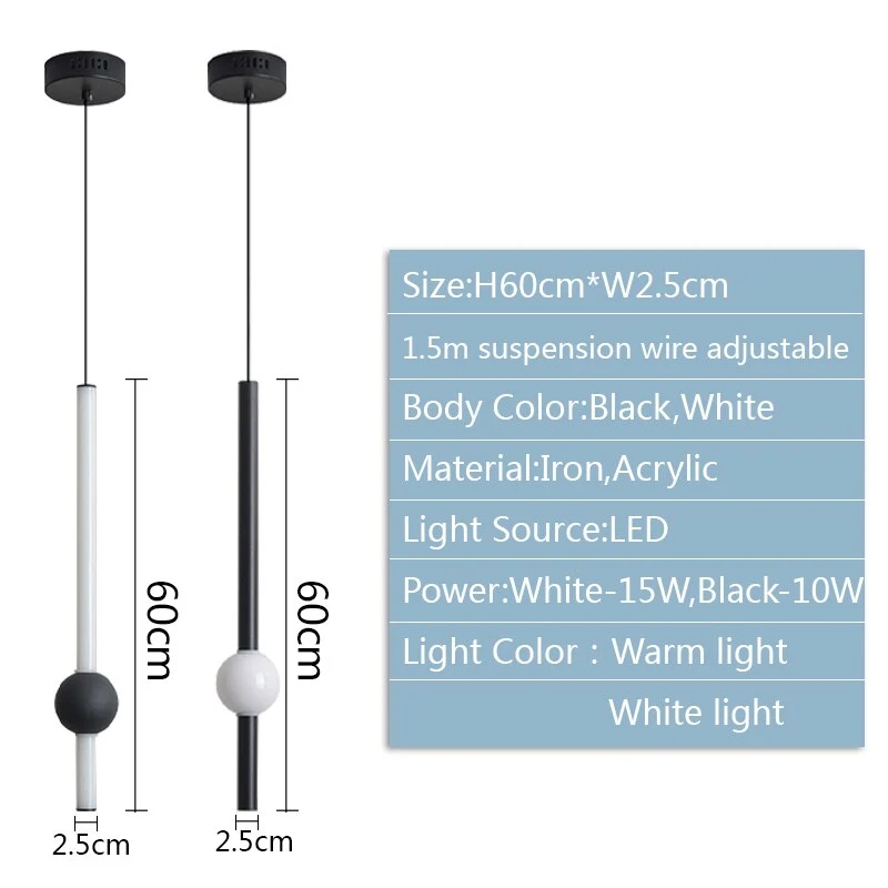 Zyzao Bar Pendant Lights Modern White Black Aluminium Euroselle