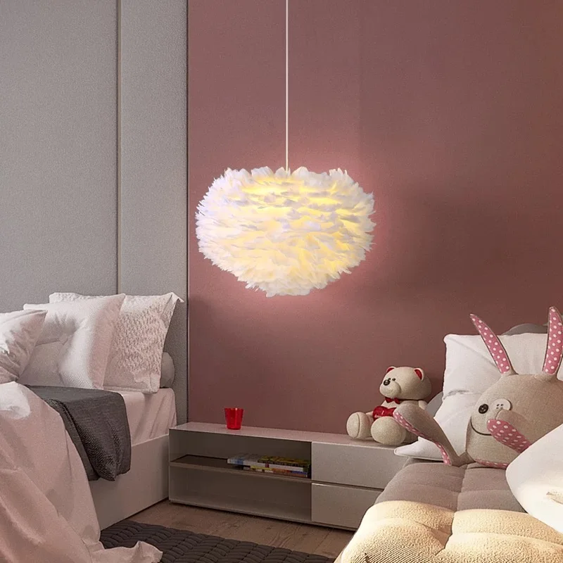 Euroselle The Feather Pendant Ceiling Light With Soft White Feathers