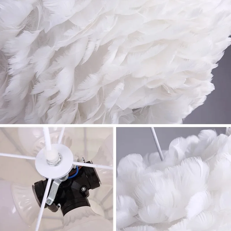 Euroselle The Feather Pendant Ceiling Light With Soft White Feathers