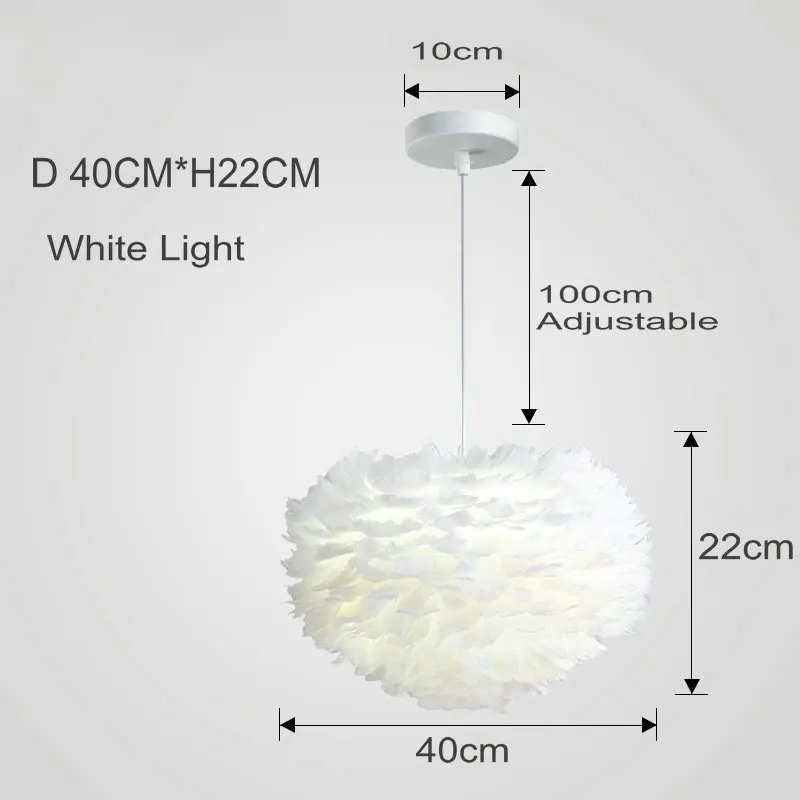 Euroselle The Feather Pendant Ceiling Light With Soft White Feathers