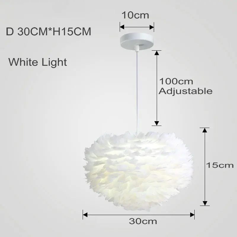 Euroselle The Feather Pendant Ceiling Light With Soft White Feathers
